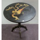 Chinese export black and gilt lacquered pedestal table