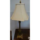Brass table lamp and shade
