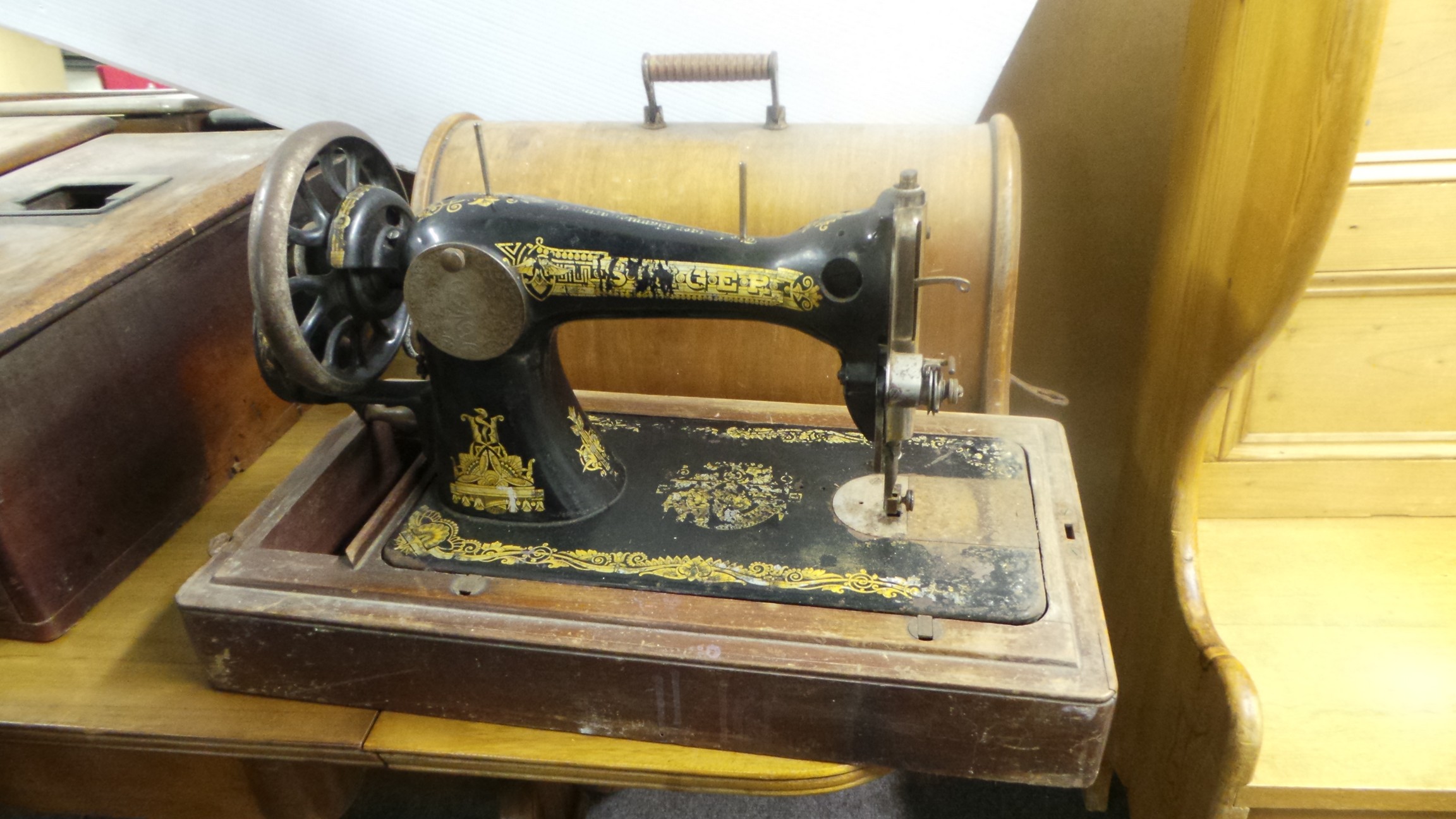 Singer sewing machine in case