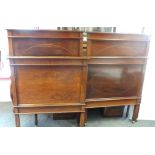 Pair of twin beds, mahogany bow fronted complete with base