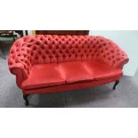 Button back 3 seater couch with Queen Anne leg