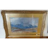 Gilt framed watercolour of a river landscape