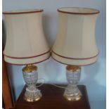 Pair of glass table lamps with shades