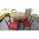 Inlaid dining room table & 4 chairs