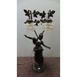 Bronze figurine double lamp