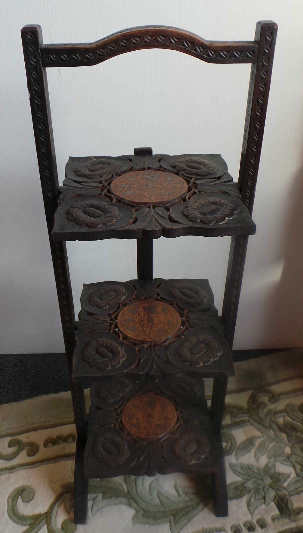 Carved 3 tier cake stand