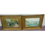 Lot of2x framed prints, seaside& woodland