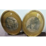 A pair of Edwardian oval mezzotint engravings