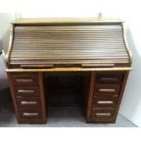 Oak roll top writing desk