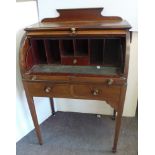 Inlaid mahogany cylinder top writing bureau