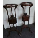 Pair of mahogany plant stands