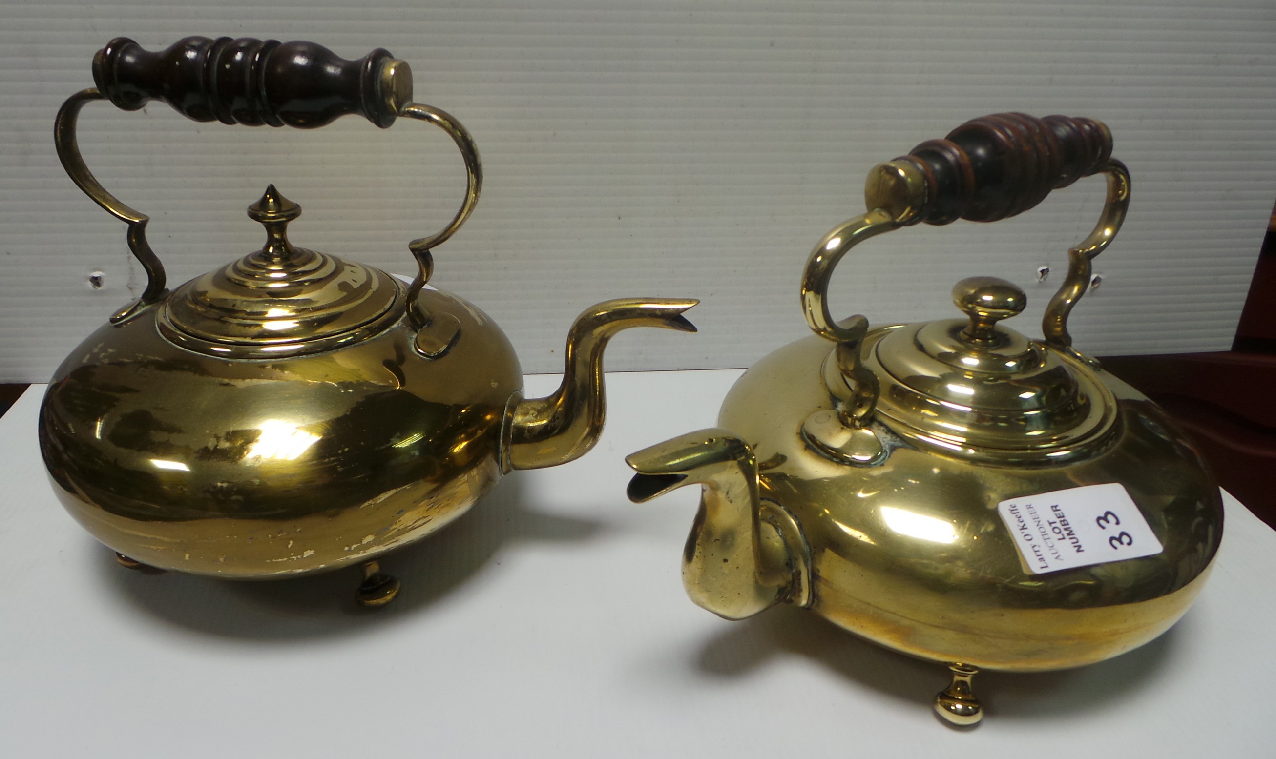 Lot of 2x brass kettles