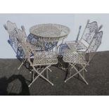 Cream garden table and 4 chairs