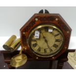 Antique wall clock, weights and pendulum (glass damaged)