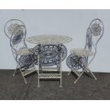 Oval table and two garden chairs