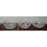 Assorted lot of 3x cut glass bowls