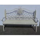 Long cream garden bench