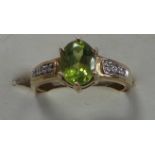 9ct diamond and tourmaline cluster ring