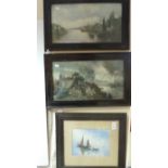 Framed watercolour and 2x framed prints