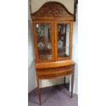 2 Door mahogany display cabinet with 2 drawers