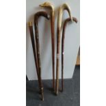 Assorted lot of 5x walking sticks (top missing from one)