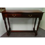 Reproduction mahogany hall table with fitted drawers