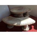 Concrete round garden table and two curved benches
