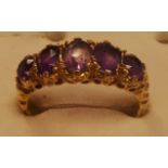 9ct antique style 5 stone amethyst ring