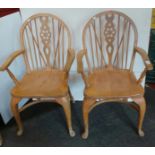 Set of 4x beech kitchen carver chairs