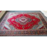 Hand-woven Tabriz multi colour rug with medallion design