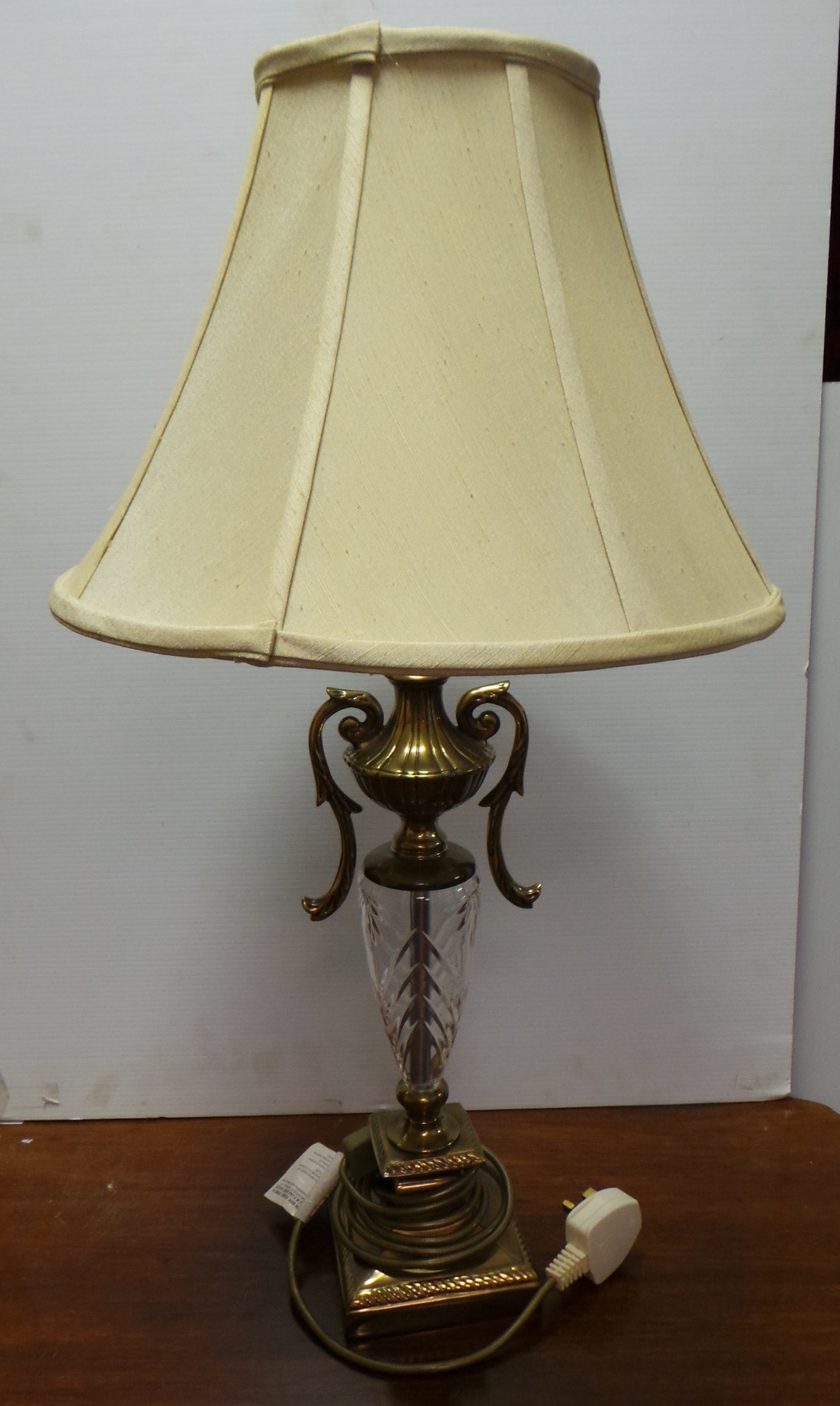 Brass table lamp and shade