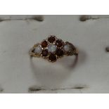 9ct  opal and garnet antique style ring