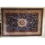 Blue ground Kashmir rug Sharbas Design (8ft x 5ft)