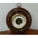 Oak circular barometer