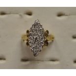 9ct diamond and marquise cluster ring (approx. 0.70 caret)