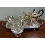 4 piece EPNS tea set and tray