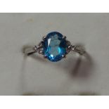 18ct Diamond and Blue topaz ring