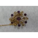 Antique gold amethyst and pearl pendant on gold chain