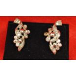 Pair of antique 18ct diamond cluster ear rings