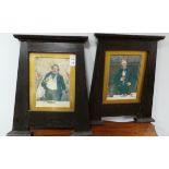 Pair of antique oak framed pictures