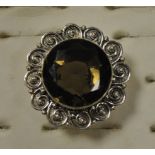 Large silver topaz ring