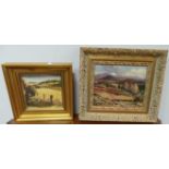 Gilt framed oil on board by Alastair Anderson and gilt framed print by Alastair Anderson