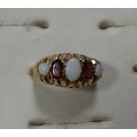 9ct opal and garnet antique style cluster ring