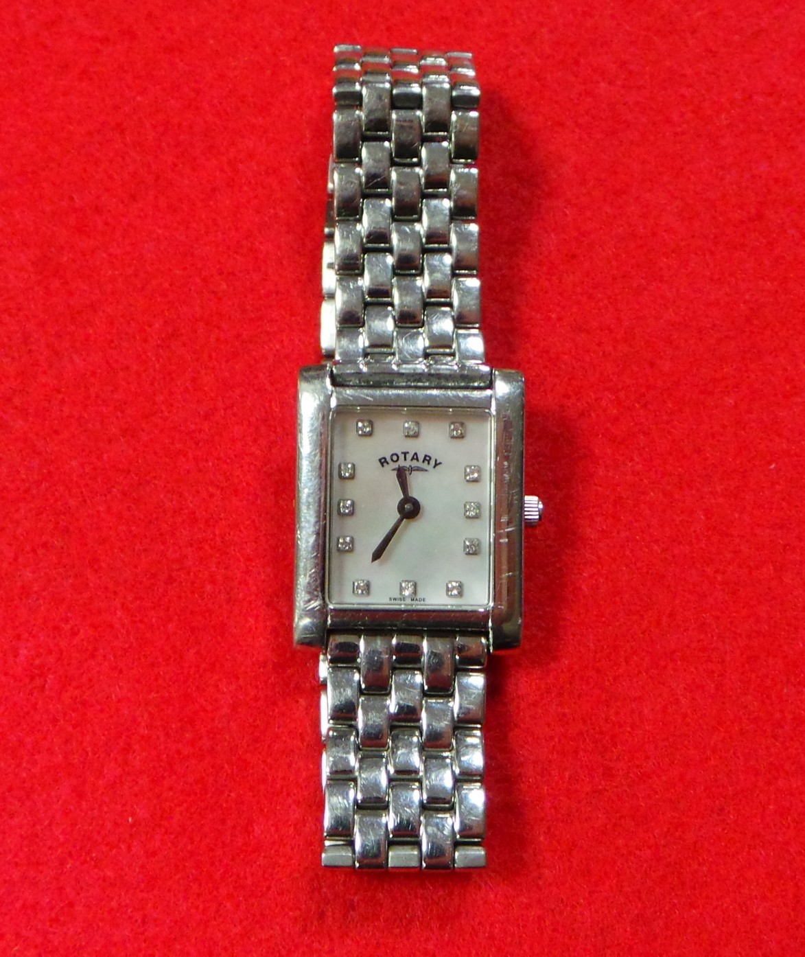 Ladies Rotary watch, mother of pearl diamond set dial (working order)