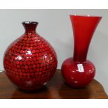 Lot of 2x large red glass vases