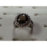 Silver and garnet cluster ring