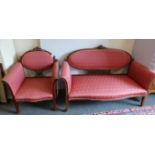 Mahogany framed couch and one armchair