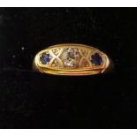 Antique 18ct diamond and sapphire ring