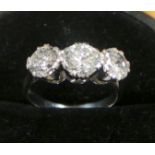 Antique diamond 3 stone ring (approx.: I/J colour, P2 Clarity, 2.1 caret content set in 18ct band,