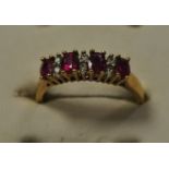9ct diamond and ruby eternity ring